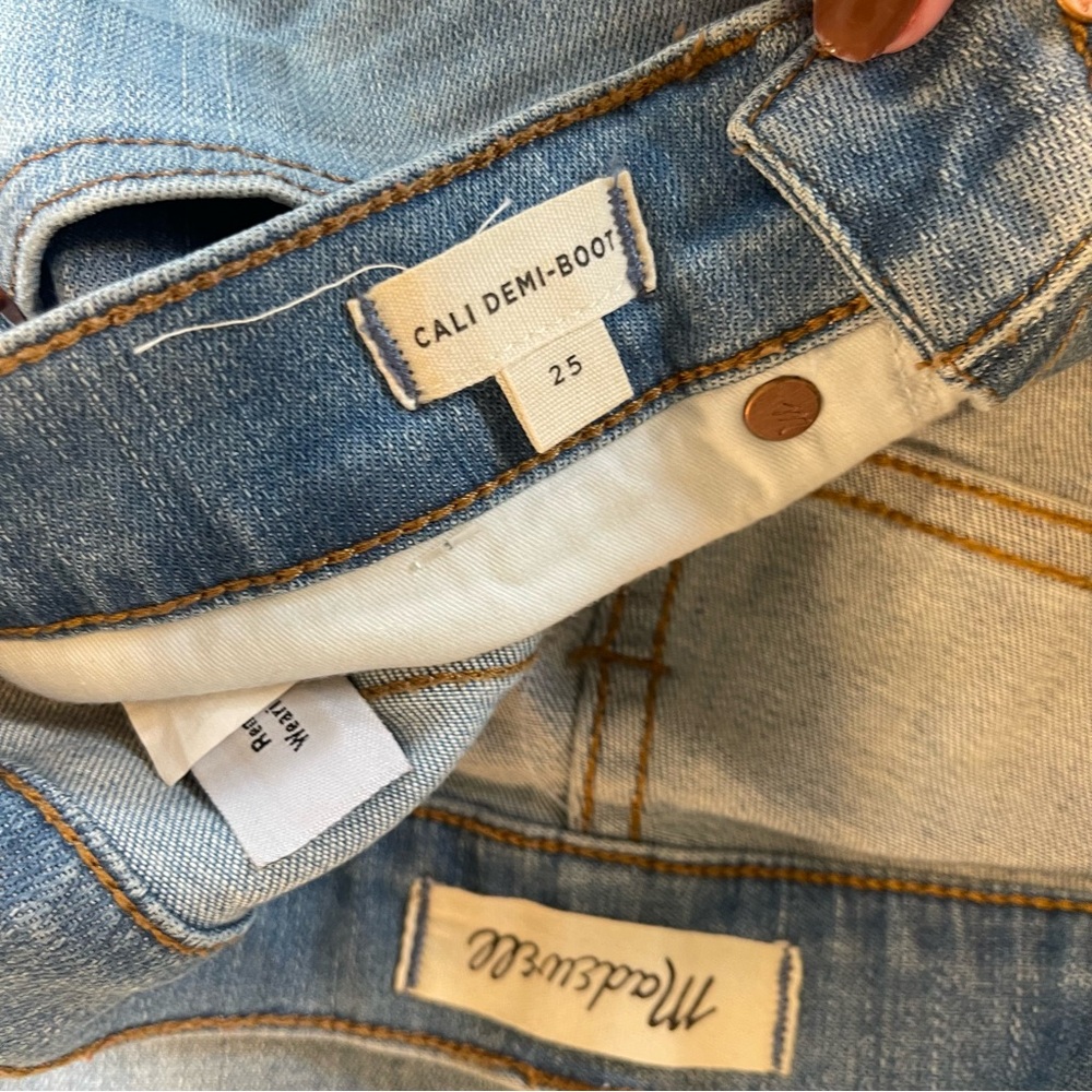 Madewell Cali Demi-Boot Jeans raw hem high waist blue jeans size 25 - Picture 2 of 7